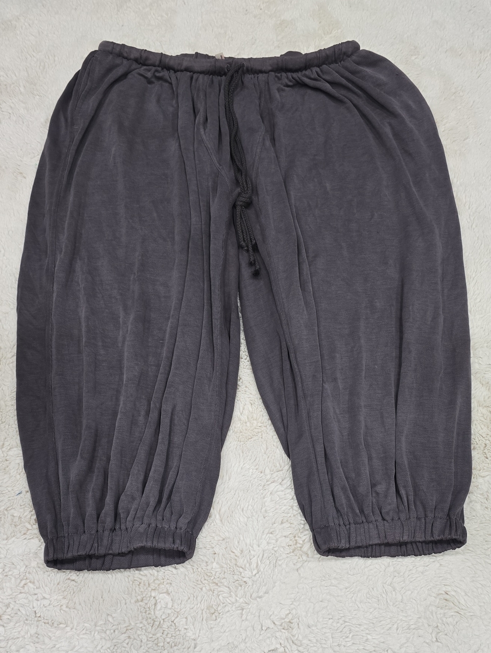 Dark Gray Elastic Waist Casual Pants